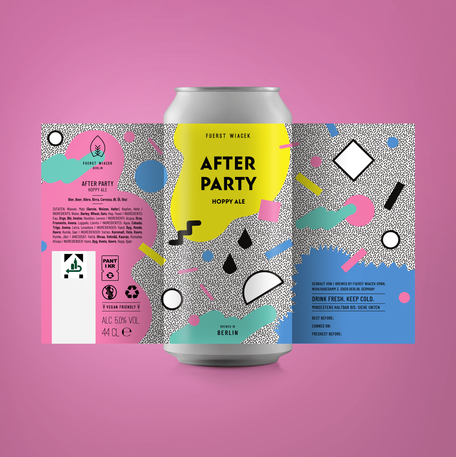 After Party - ein 5.0% Hoppy Pale Ale von FUERST WIACEK, einer Craft Beer Brauerei in Berlin - Dry-hopped mit Citra, Sabro & Columbus