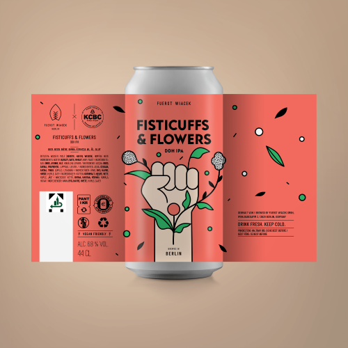 Fisticuffs & Flowers - a 6.8 % DDH IPA Dry-hopped with Citra, Simcoe & Sabro from FUERST WIACEK, a craft beer brewery in Berlin in collaboration with KCBC